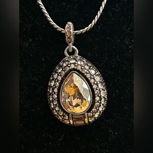 Brighton Retired Silverplated Teardrop Crystal Necklace